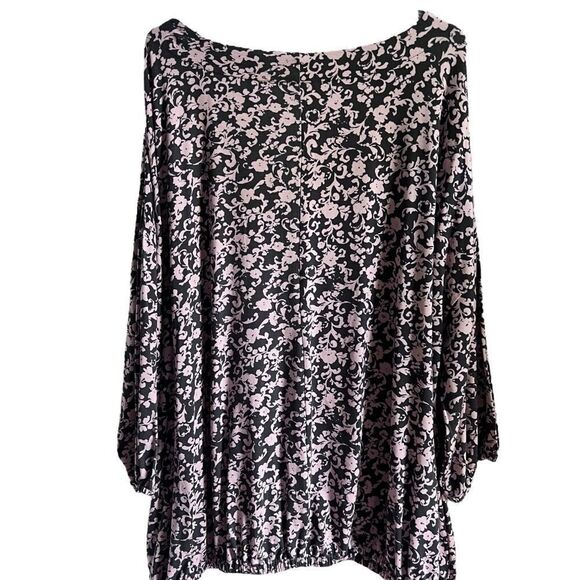 Wonderly gray and pink floral print knit elastic bottom top 3X - Picture 8 of 8